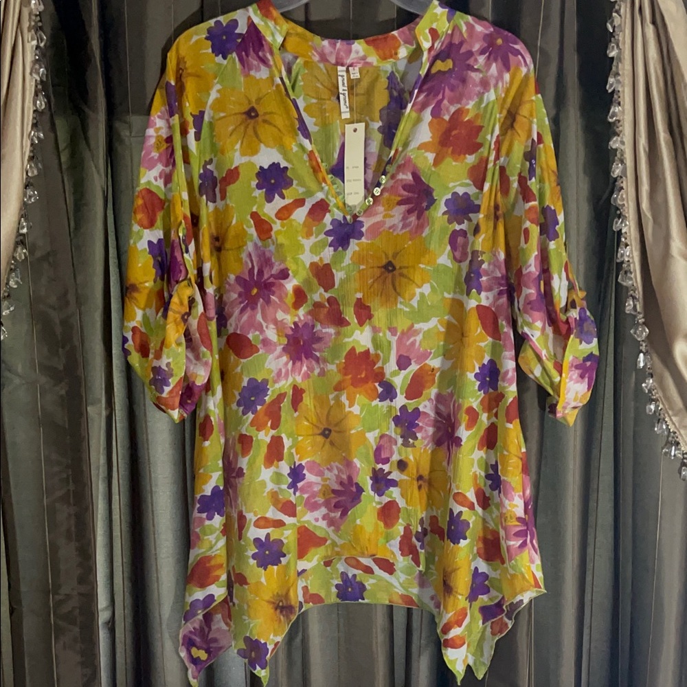 Grand & greene yellow floral tunic